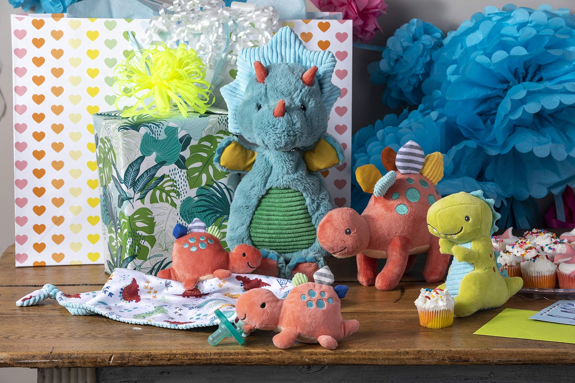Mary Meyer Pebblesaurus Stuffed Animal Soft Toy, 10-Inches, Coral Dinosaur