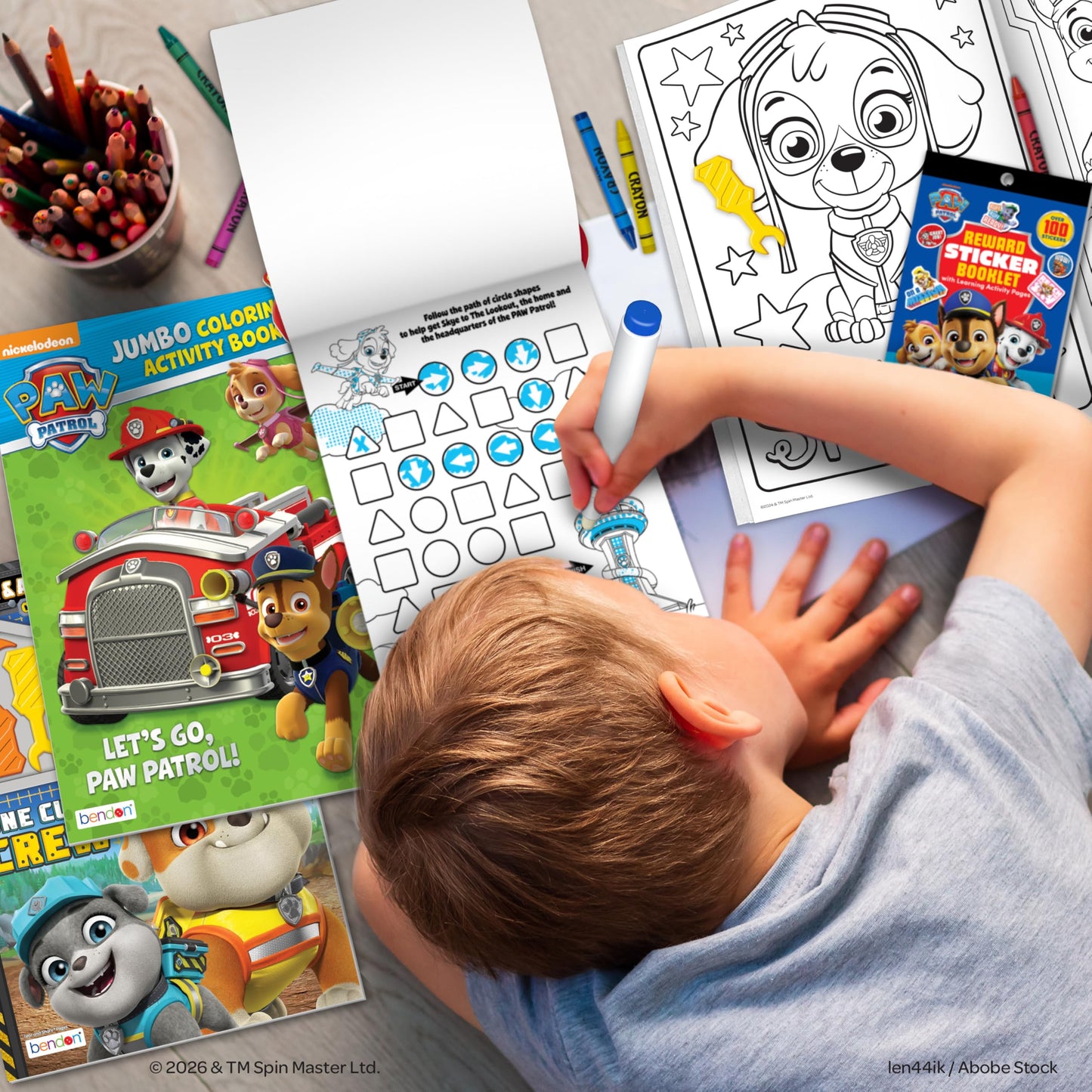 Nickelodeon PAW Patrol, Rubble & Crew Coloring and Activity Book Bundle, 6-Piece Set - Imagine Ink Mess-Free, Watercolor Paint, Sticker Booklet, 16