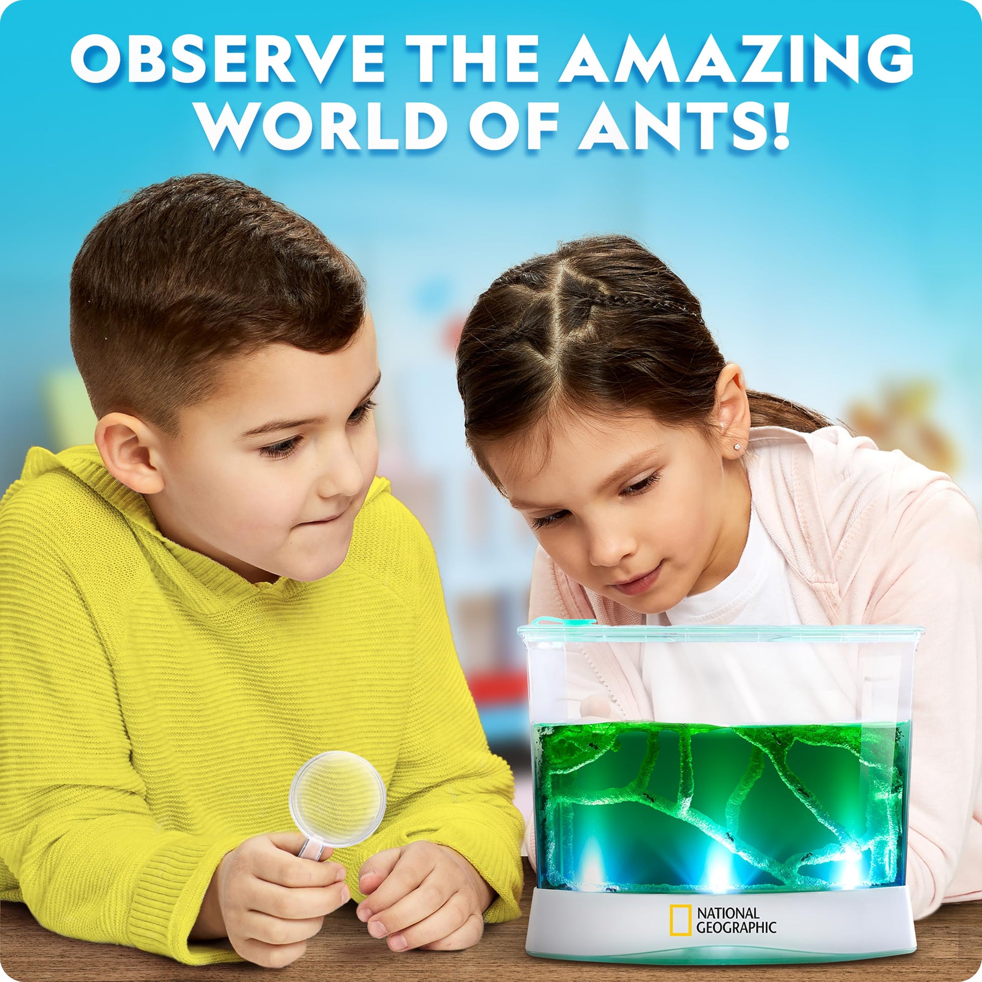 National Geographic Light-Up Ant Habitat Kit for Kids with Magnifiers