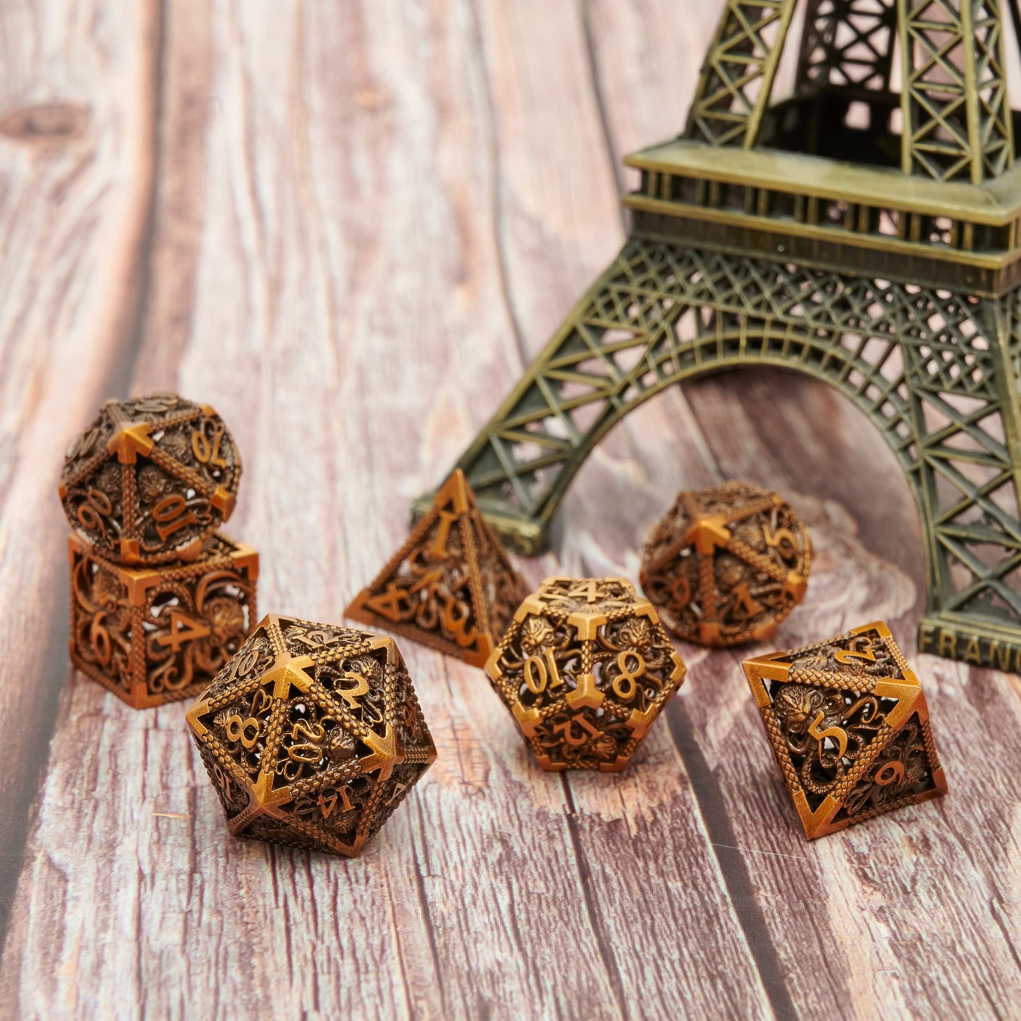 Dungeons and Dragons Dice DND Dice Set D and D dice Set D20 MTG Metal Dice Set Hollow Polyhedral Dice Role Playing Dice with Octopus Motifs