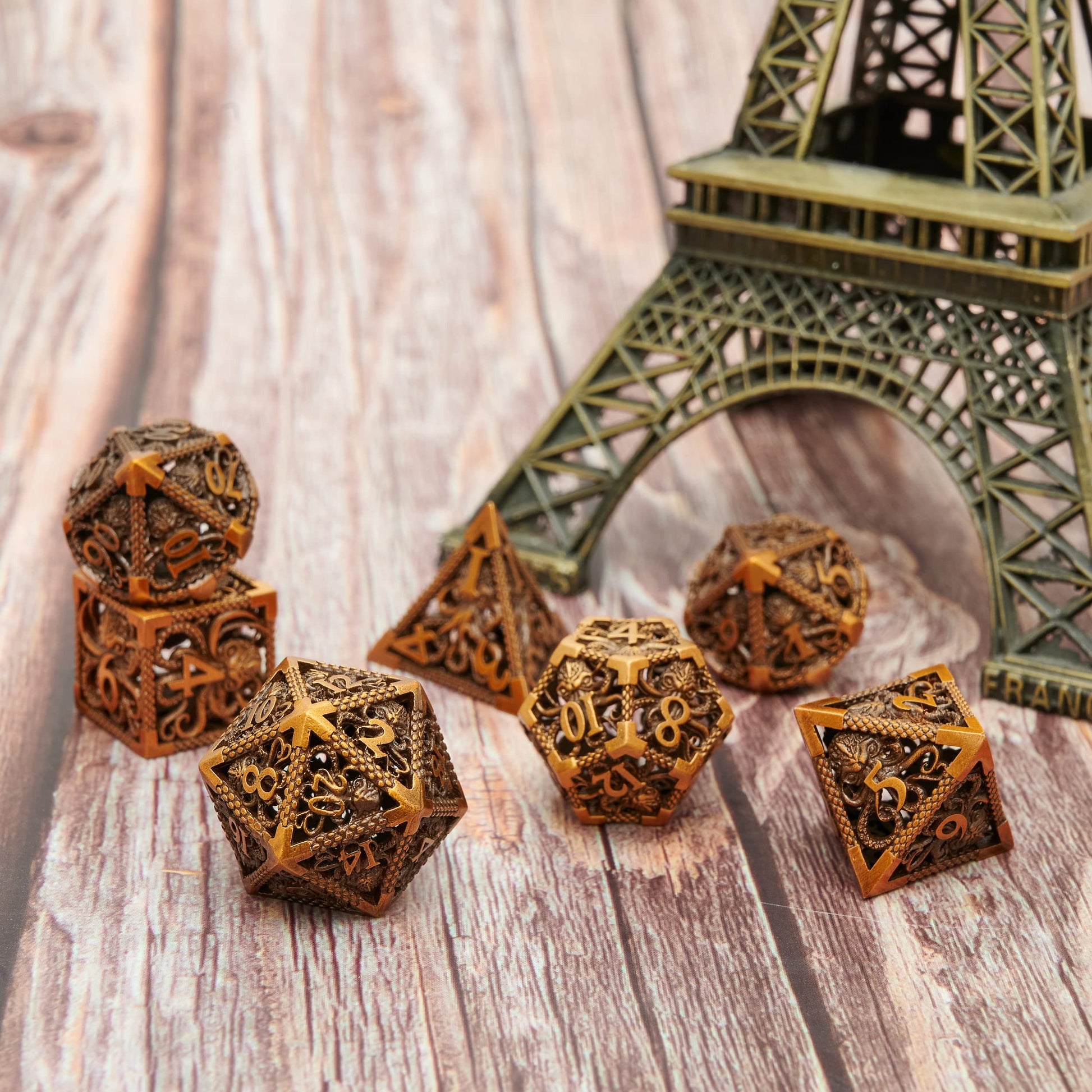 Dungeons and Dragons Dice DND Dice Set D and D dice Set D20 MTG Metal Dice Set Hollow Polyhedral Dice Role Playing Dice with Octopus Motifs