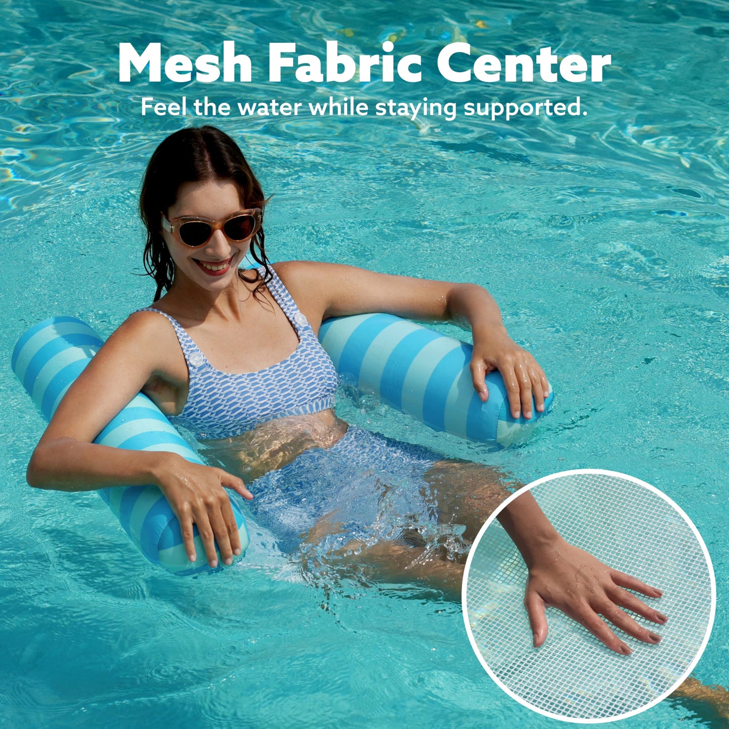 Sloosh 3 Pack Multi Purpose Swimming Pool Hammock, Inflatable Pool Floats for Outdoor, Beach, Water Lounges Pool Accessories (Saddle, Lounge Chair