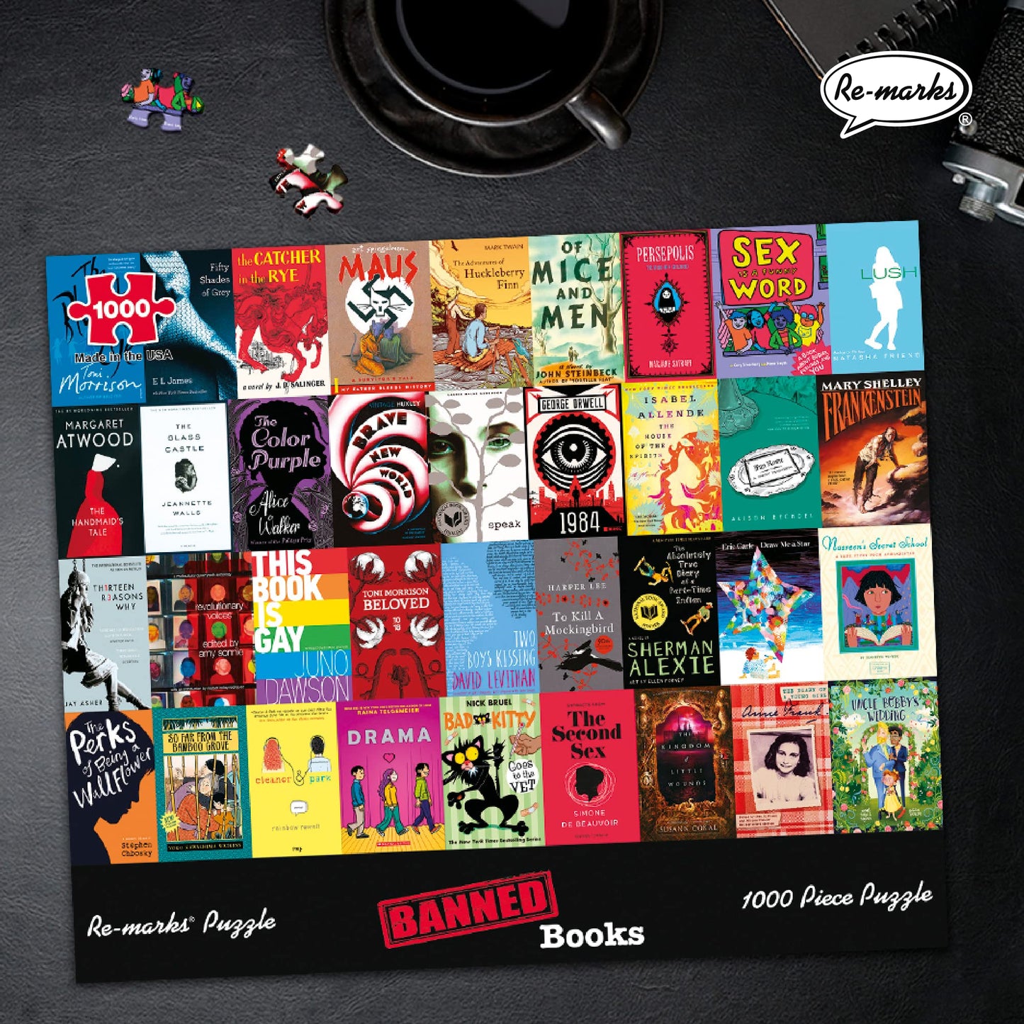 Re-marks Banned Books Puzzle, 1,000-Piece Jigsaw Puzzle for All Ages