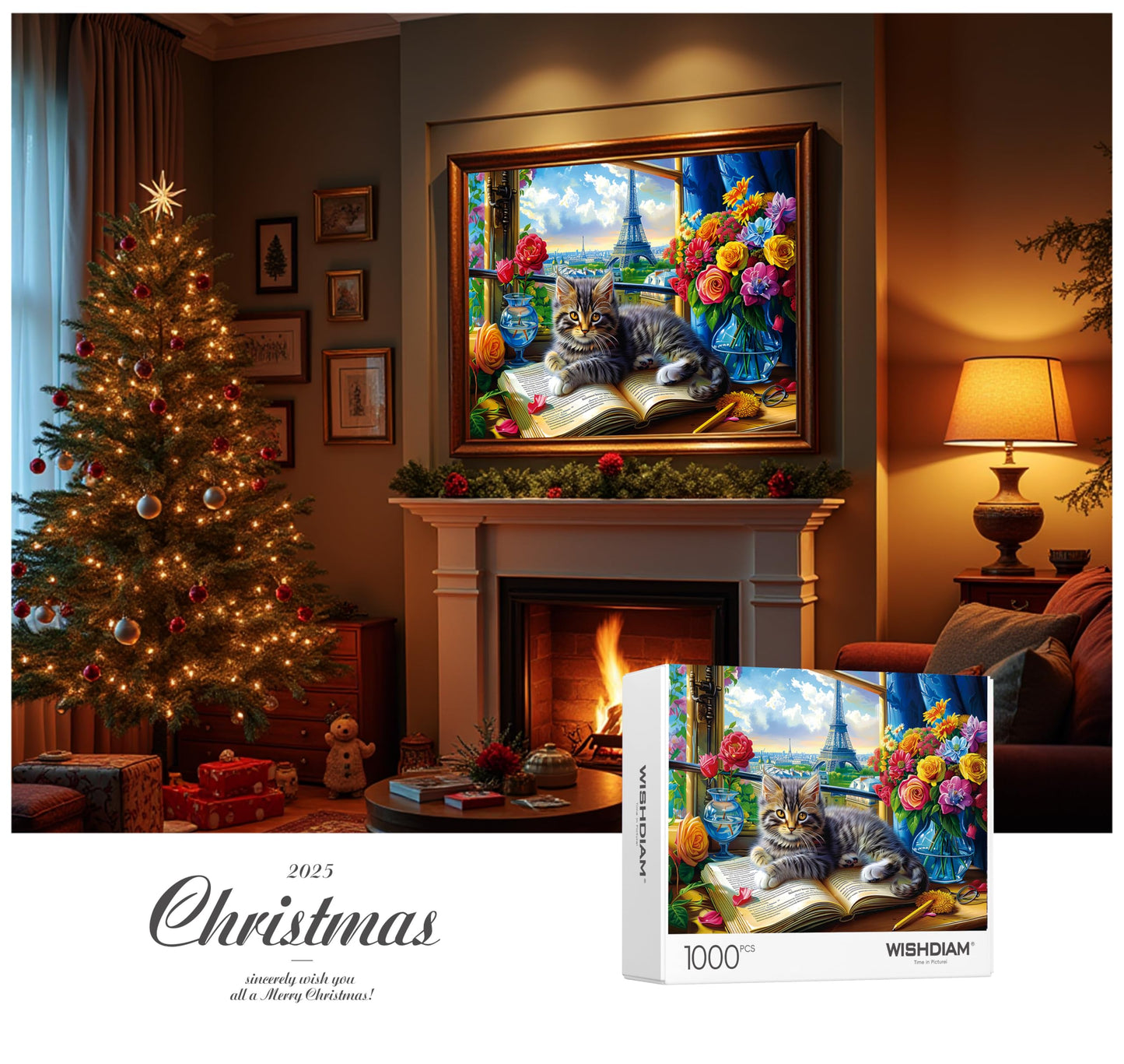 Jigsaw Puzzles 1000 Pieces - WISHDIAM Puzzles for Adults - Cats Kitten Pets Animal Lovers Impossible Hard Difficult Challenging Puzzles for Home Decor