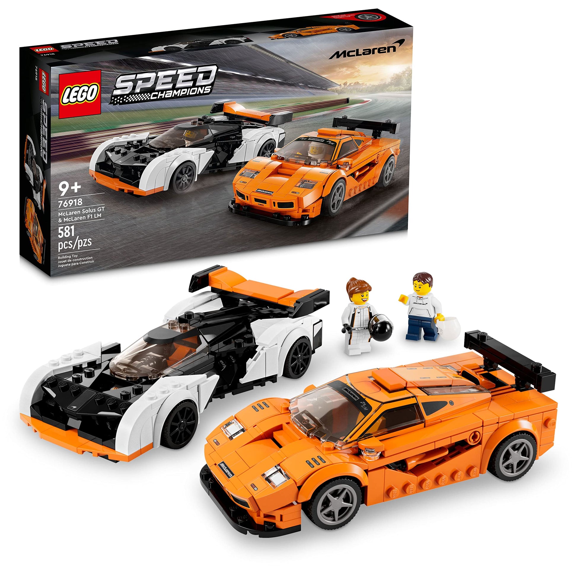 LEGO Speed Champions McLaren Solus GT & McLaren F1 LM 76918, Featuring 2 Iconic Race Car Toys, Hypercar Model Building Kit, Collectible 2023 Set