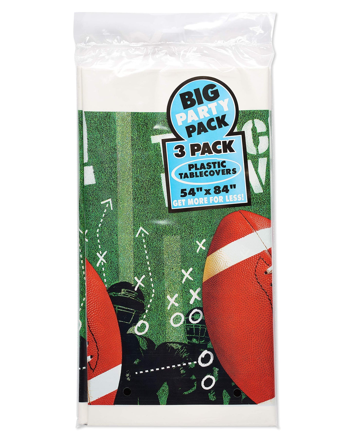 Multicolor Tailgates & Touchdowns Plastic Table Covers - 54" x 84" (3 Pc) - Vibrant Party Essentials for Football-Themed Celebrations