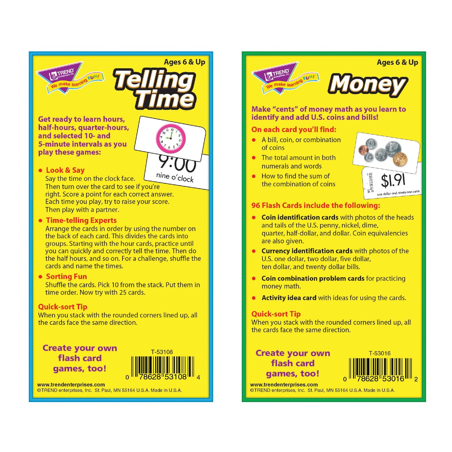 Trend Enterprises, Inc. T-53905 Time and Money Skill Drill Flash Cards Assortment