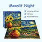 Starry Night Puzzle 1000 Pieces-Moonlit Night, Sunflower Puzzles for Adults 1000 Pieces, Impossible Stained Glass Puzzles for Seniors Family