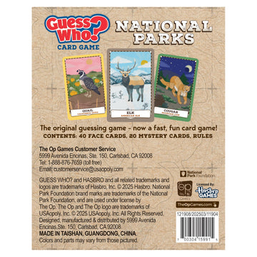 Guess WHO? Card Game: National Parks Edition, Featuring Iconic Wildlife - Cougar, Pelican, Bat, Quail & More, Classic Deduction Gameplay