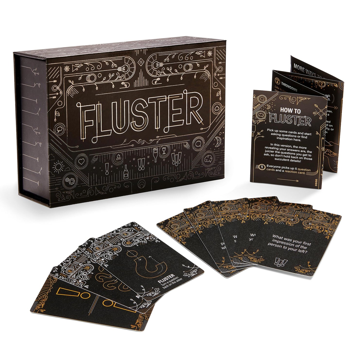 FLUSTER Creations | Ice Breakers and Deep Conversation Cards for Adults (120 Cards) | Conversation Starter Social Card Game | Ages 14+ | 2-6 Players