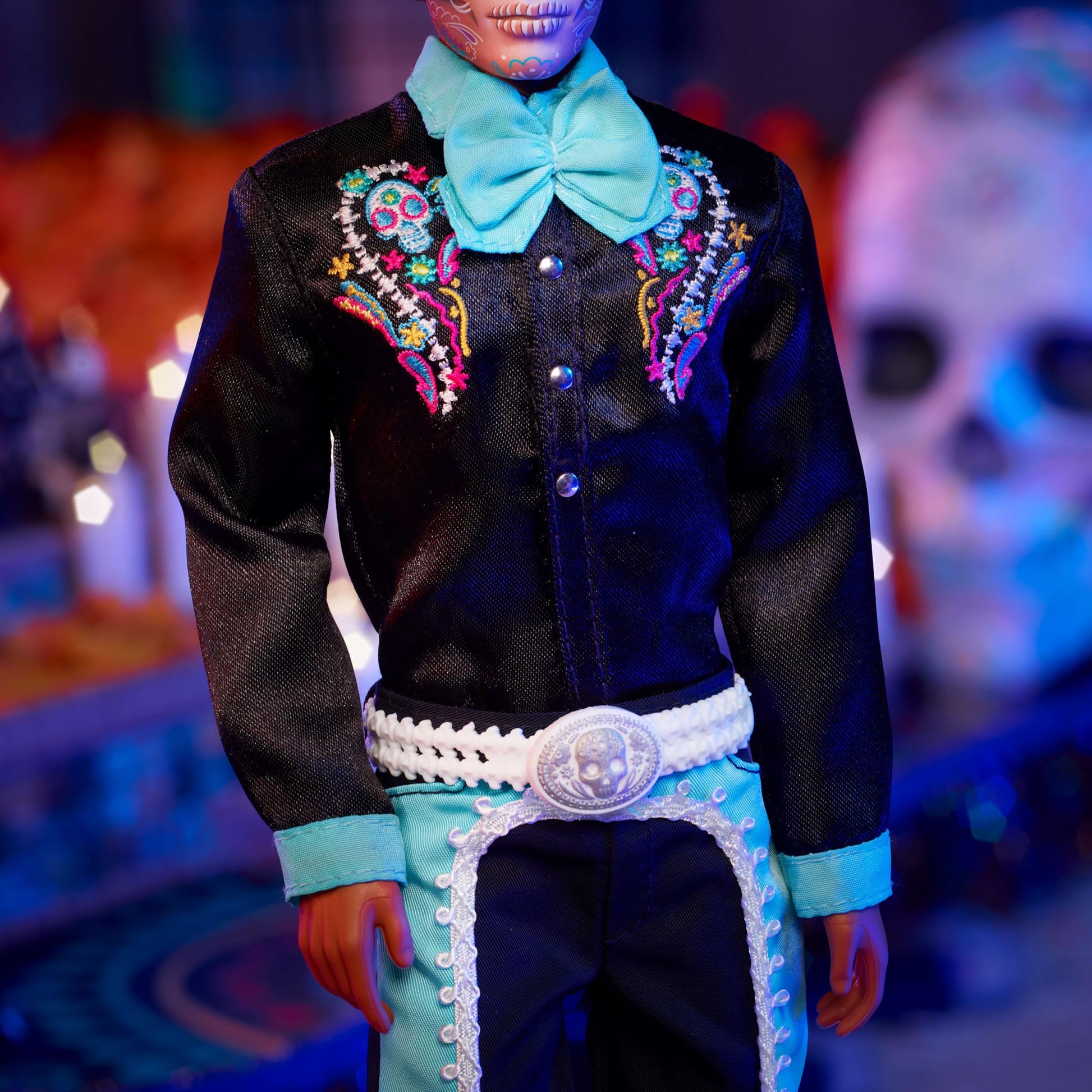 Barbie Signature Doll, 2024 Día De Muertos Ken Collectible in Black Suit with Sky Blue Accents, Hat and Belt Accessories