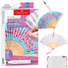 Faber-Castell Paper Fan Coloring Kit: Cherry Blossom | Folding Fans with Dual-Tip Markers & Pre-Printed Designs | Relaxing DIY Craft, Kids Activities
