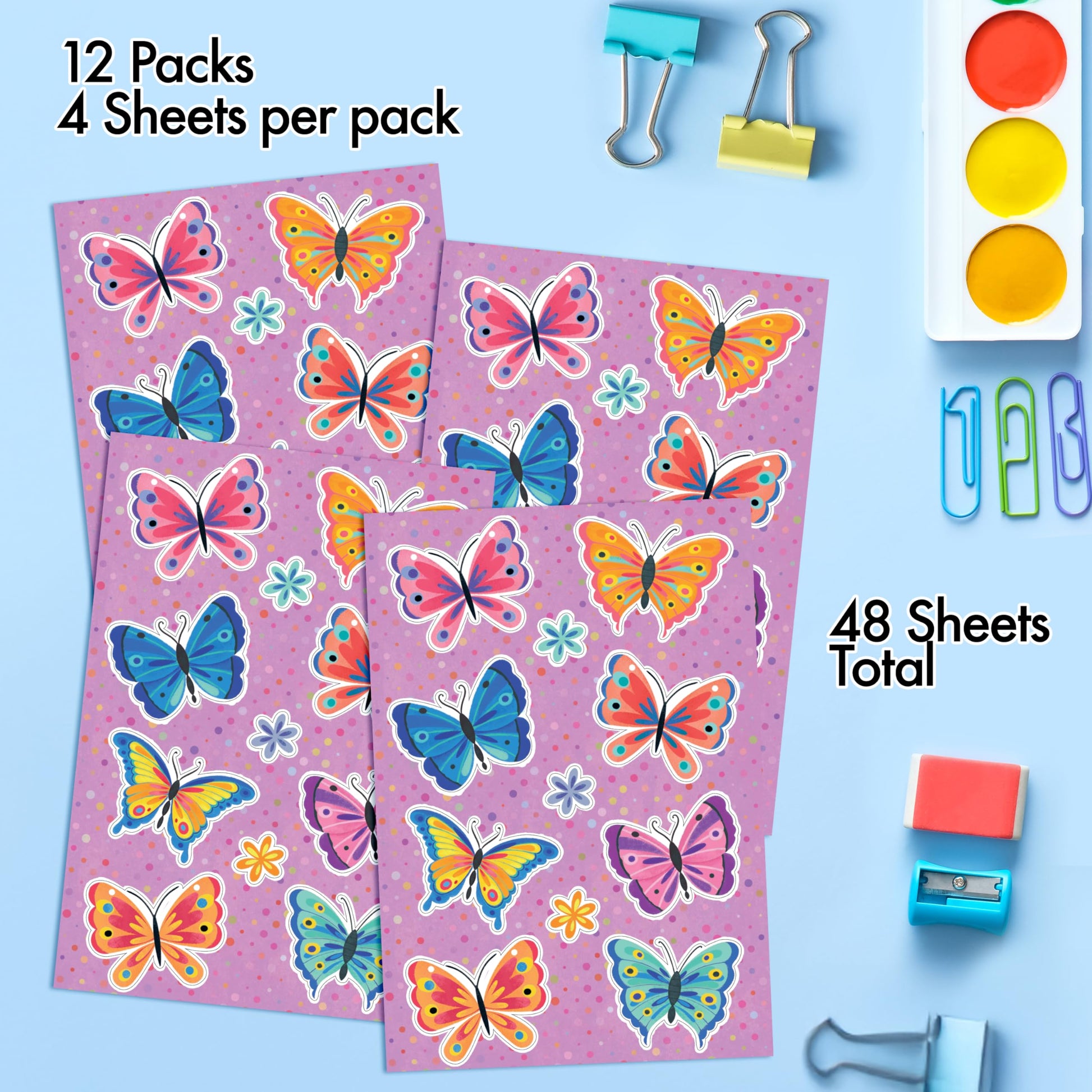 Designer Greetings 528 PCS Butterfly Stickers - Perfect for School