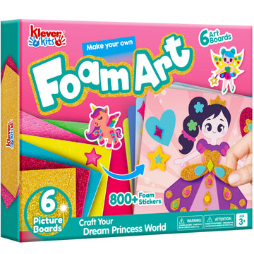 Klever Kits Foam Art Kit for Kids, EVA Foam Stickers with 6 Art Board and 800+ Stickers, DIY Arts and Crafts for Boys Girls Age 3+, Unicorns