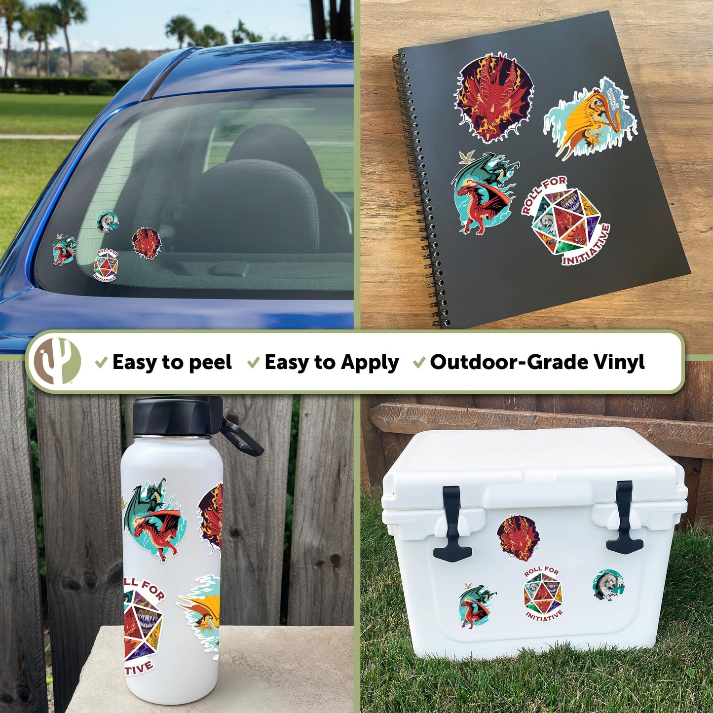 Desert Cactus Dungeons & Dragons Stickers - 13 D&D Decals Laptop Water Bottle Car Scrapbook Sheet Vinyl Decorations Birthday Favor Party Supplies