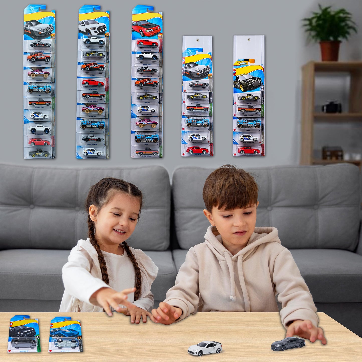 KASTUN 5 Pcs Diecast Display Case for Hot-Wheels Match-Box,Toy Car Storage Organizer,Compatible with Hot-Wheels Match-Box Packaged Cars,Packaged Cars