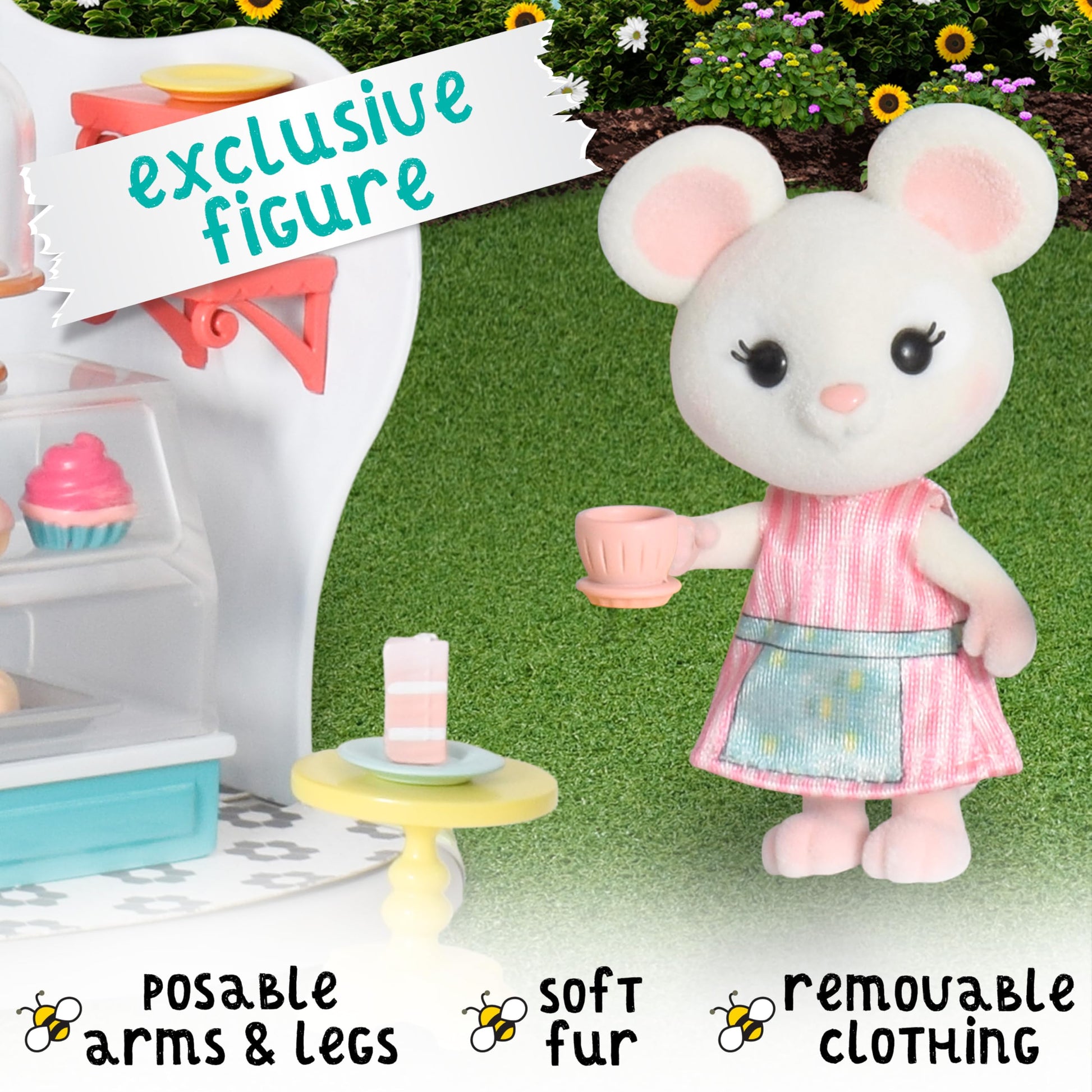 Honey Bee Acres Pastry Shop, Complete Set with Miniature Doll Figure, 35 Pieces , Ages 3+