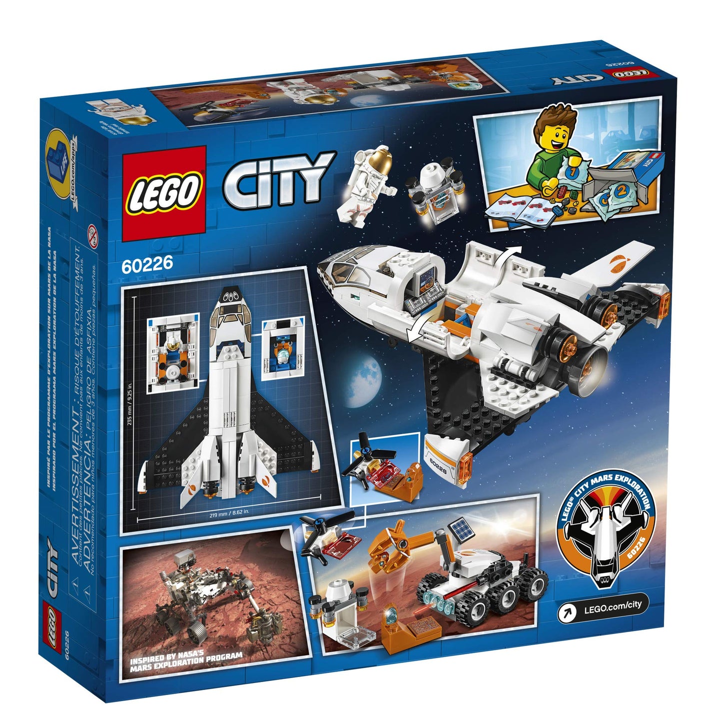 LEGO City Space Mars Research Shuttle 60226 Space Shuttle Toy Building Kit with Mars Rover and Astronaut Minifigures, Top STEM Toy for Boys and Girls