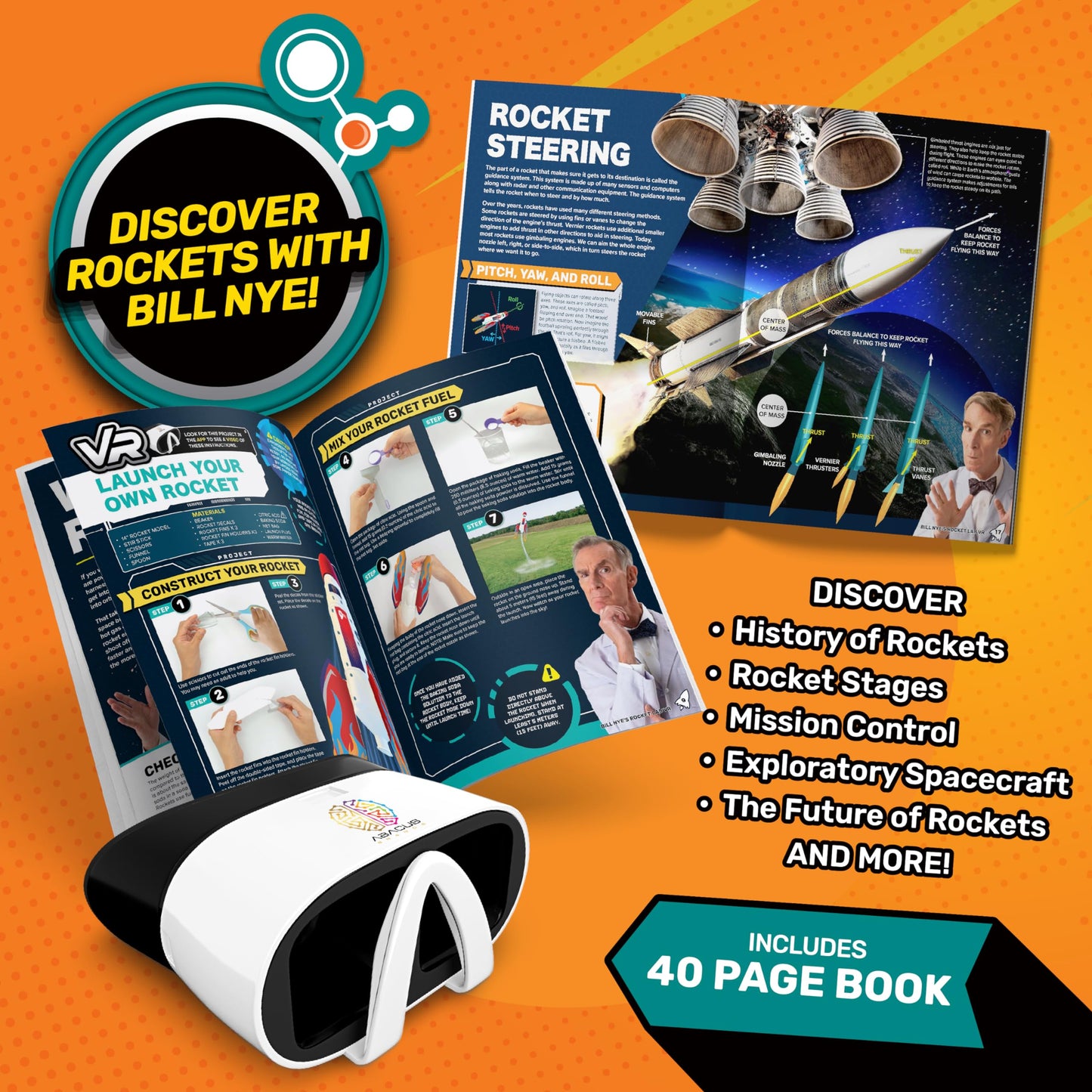 Abacus Brands Bill Nye's Science Squad - VR Rocket Lab Science Kit, Ages 8+