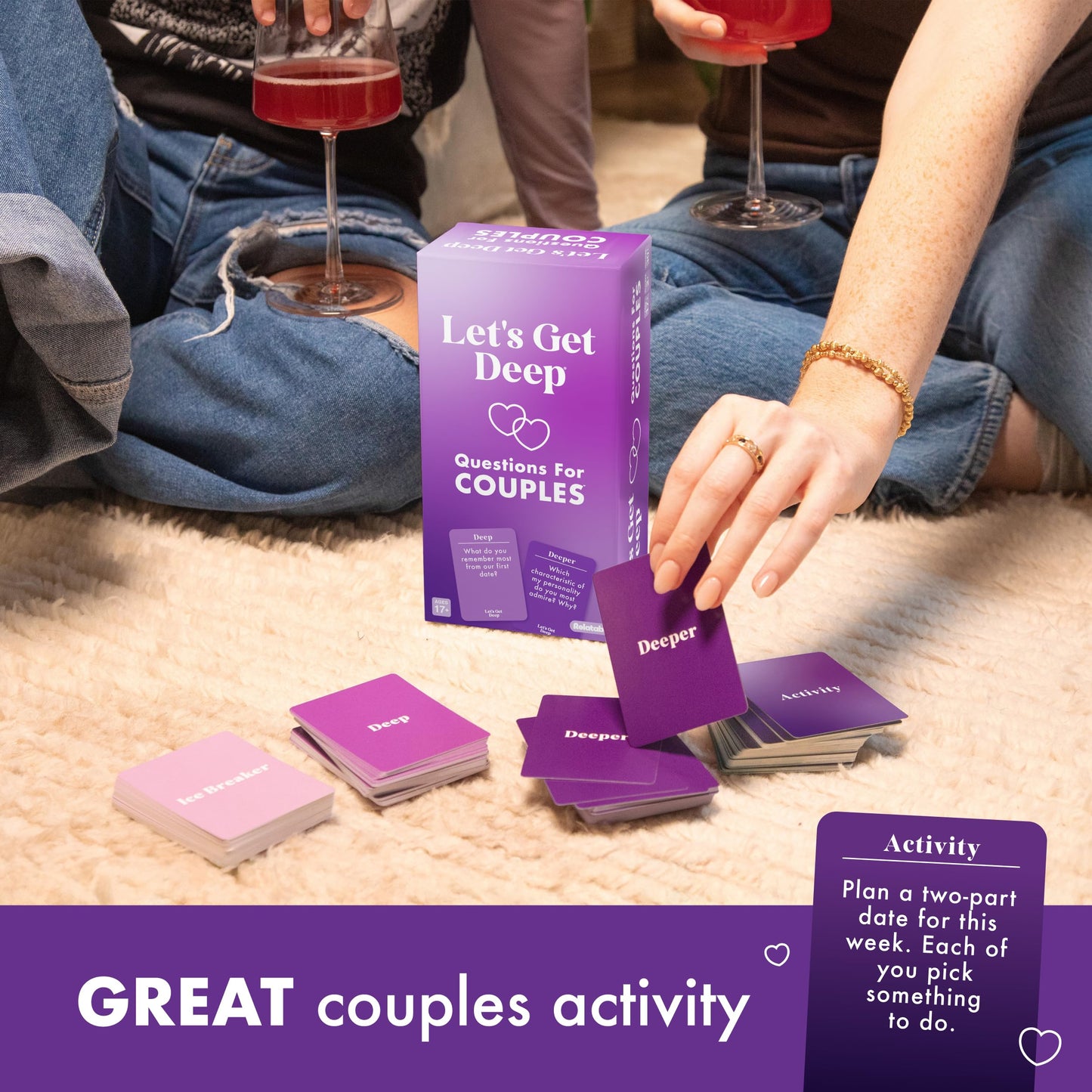Let's Get Deep by Relatable, A Question Card Game for Couples, Great for Date Night Ideas, Couples Gifts, Wedding Gifts, and Long Distance