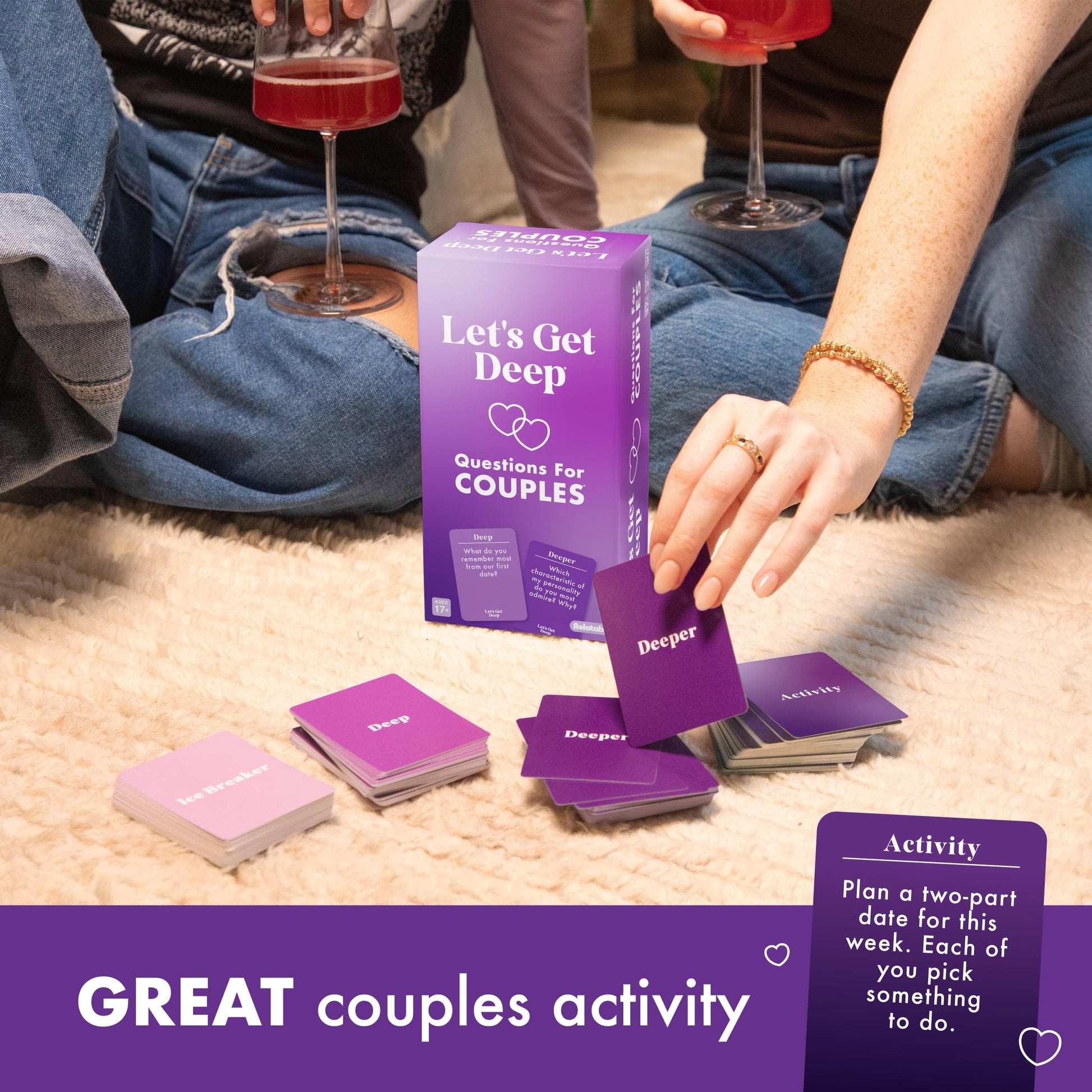 Let's Get Deep by Relatable, A Question Card Game for Couples, Great for Date Night Ideas, Couples Gifts, Wedding Gifts, and Long Distance