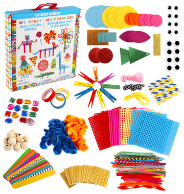 Kid Made Modern My First Arts & Crafts Set for Kids Ages 3 4 5 6 7 8+ - Ideal Preschool Craft Kits for Boys & Girls Toddler - 200+ Pieces Bulk Craft