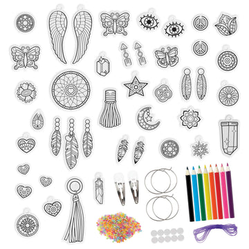 Just Play Shrinky Dinks 68-piece Jewelry Kit, Includes Beads, Barrettes, Elastic String and Earring Hoops, Kids Toys for Ages 5 Up
