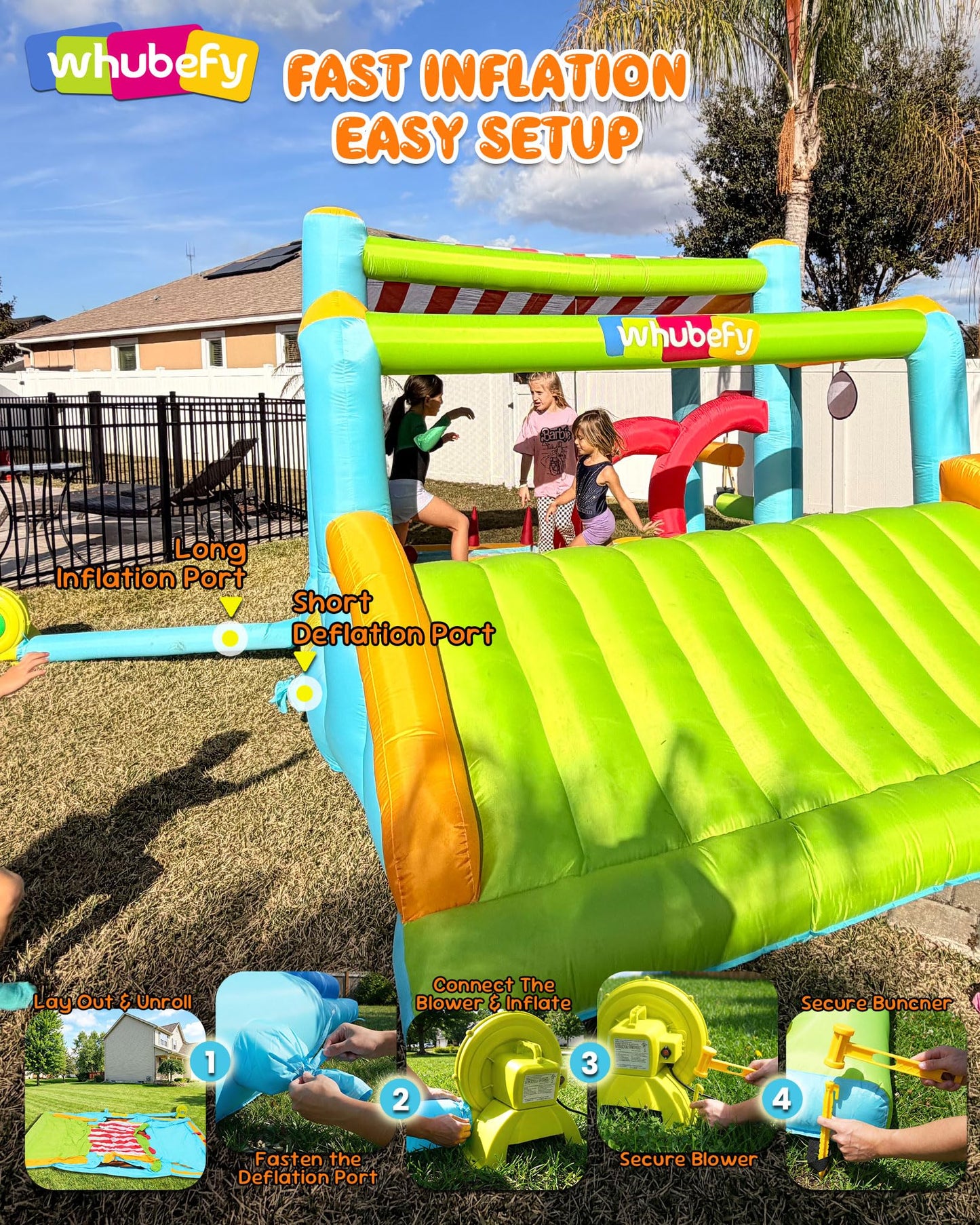 Whubefy 15-in-1 Bounce House with Large Slide and Ball Pit/Water Pool for Kids 3-12, 16.1' x 11.5 'x 8' Giant Inflatable Bouncy Castle with Sun Shade