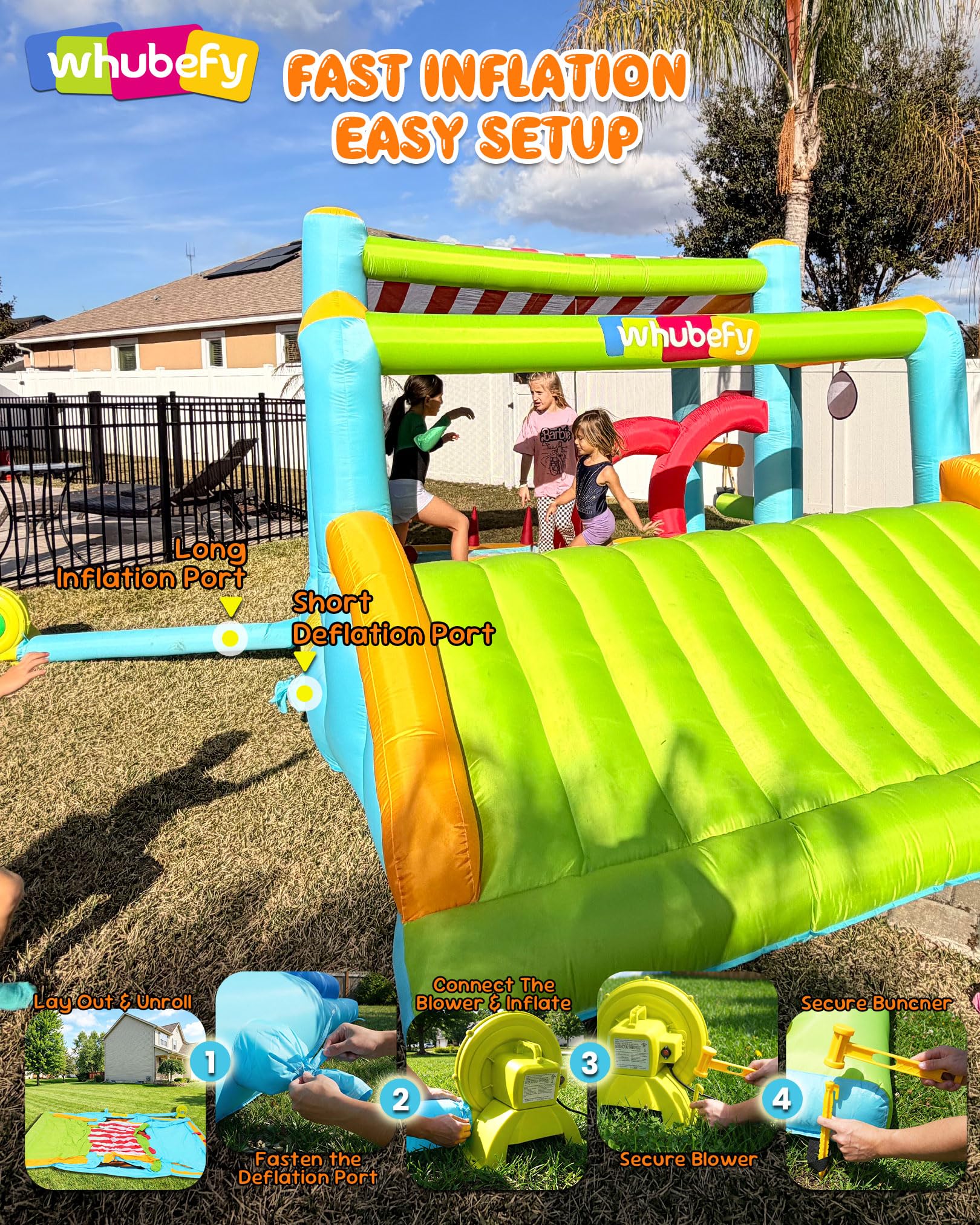 Whubefy 15-in-1 Bounce House with Large Slide and Ball Pit/Water Pool for Kids 3-12, 16.1' x 11.5 'x 8' Giant Inflatable Bouncy Castle with Sun Shade
