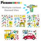 PicassoTiles Pete The Cat 80pc Magnetic Board Game Puzzle Playset Reusable Mix & Match Cartoon Toy with Storytelling, STEM Learning Activity Book