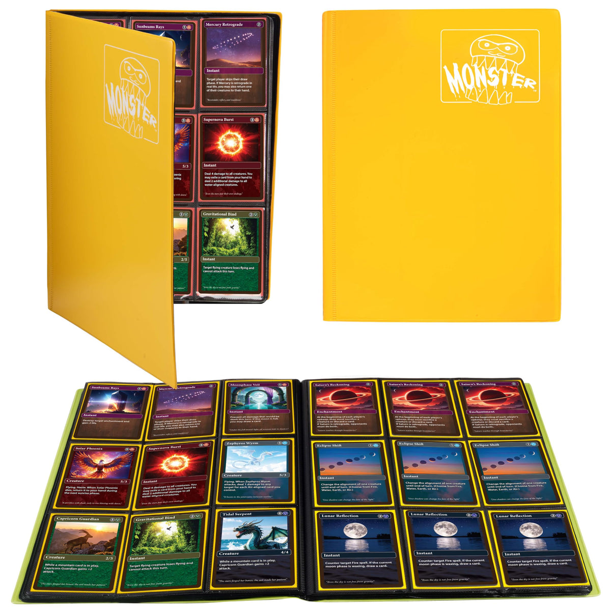 Monster Protectors 9-Pocket Trading Card Album, Matte Sunflower Orange, Holds 360 Cards, Works with YuGiOh, Pokemon, Magic The Gathering, Durable