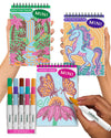 Lifelines FlowArt Activity Pads, 3-Pack - Guided Dot by Letter Art Meditations with Markers - 12 Double-Sided Markers & 60 Scenes - Color by Number