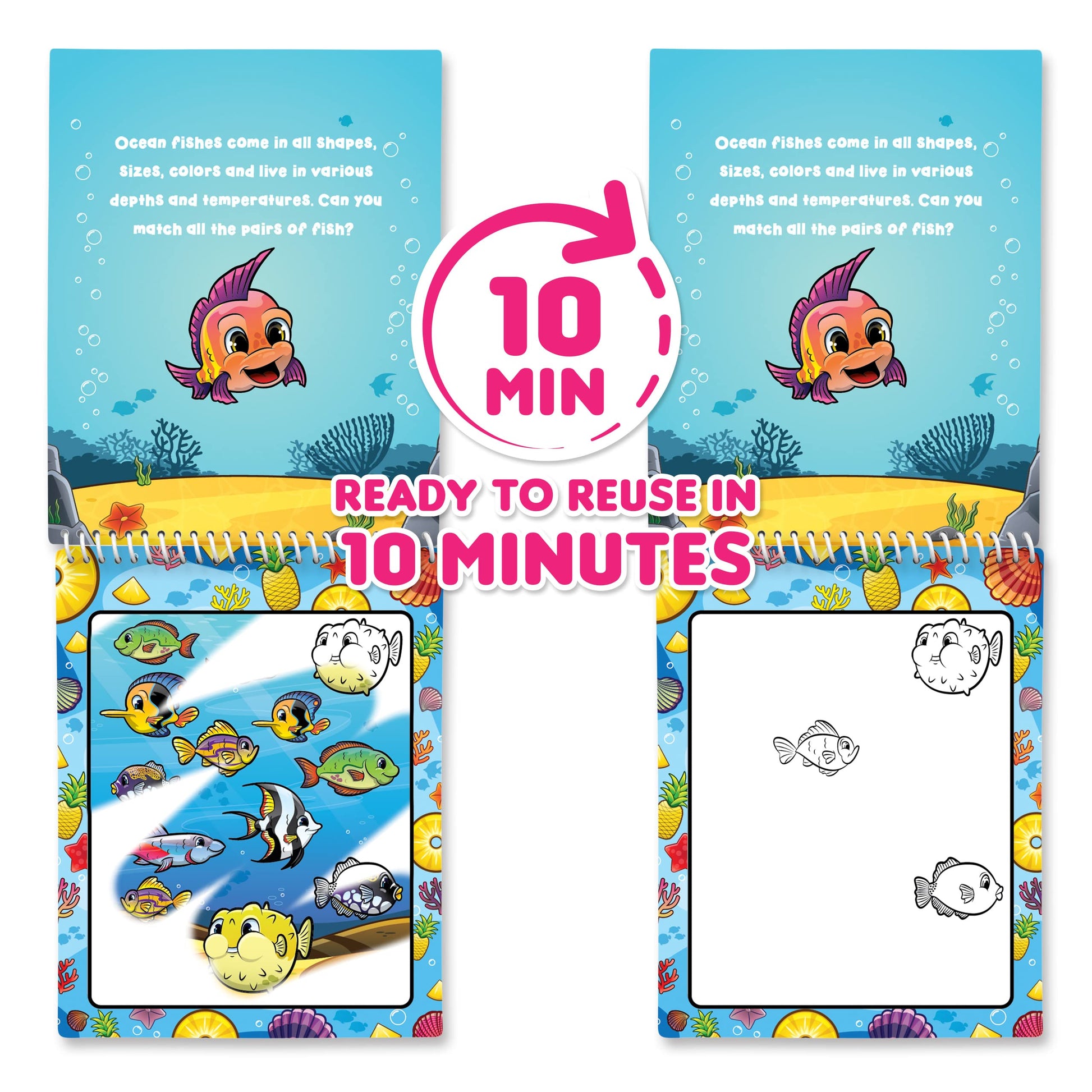 Scentco Water Magic - Patented Gourmet Scented Reusable Water Reveal Activity Books - No Mess, All Fun (Forest Friends and Ocean Friends)