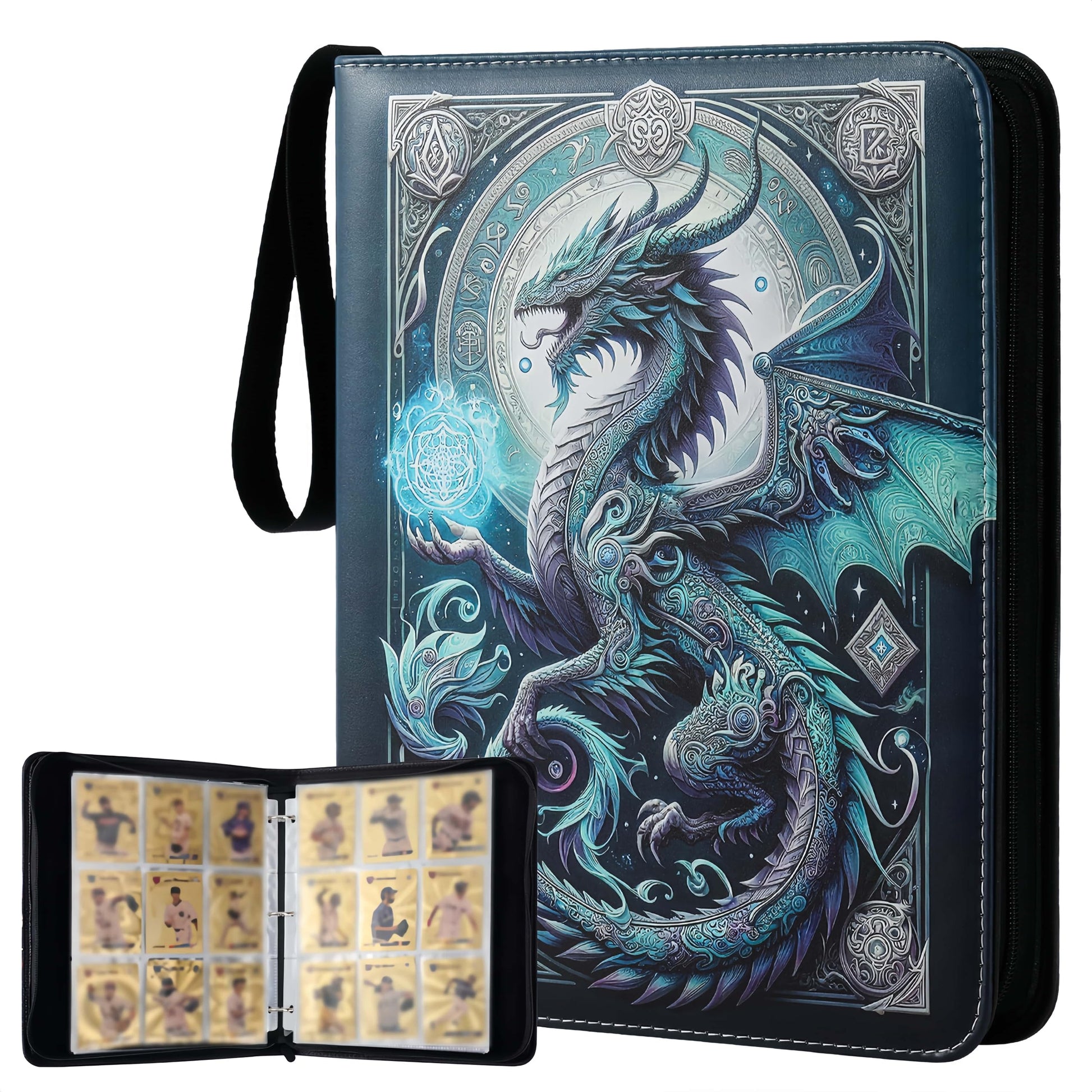 9-Pocket 3-Ring Trading Card Binder - Includes 50 Double-Sided Sleeves, Holds 900 Cards, Zippered Cute Card Holder for Boys & Girls Collectors