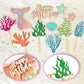 20 PCS Mermaid Cake Toppers with 3D Mermaid Seaweed Folding Fans Shell Starfish Cake Decorations (STYLE1)