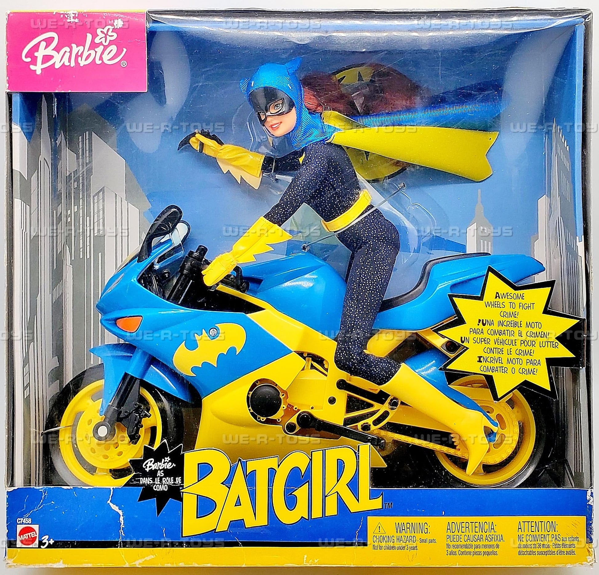 Barbie Year 2003 Super Hero 12 Inch Doll Set - Barbie as Batgirl with Batgirl's Motorcycle and Batarang