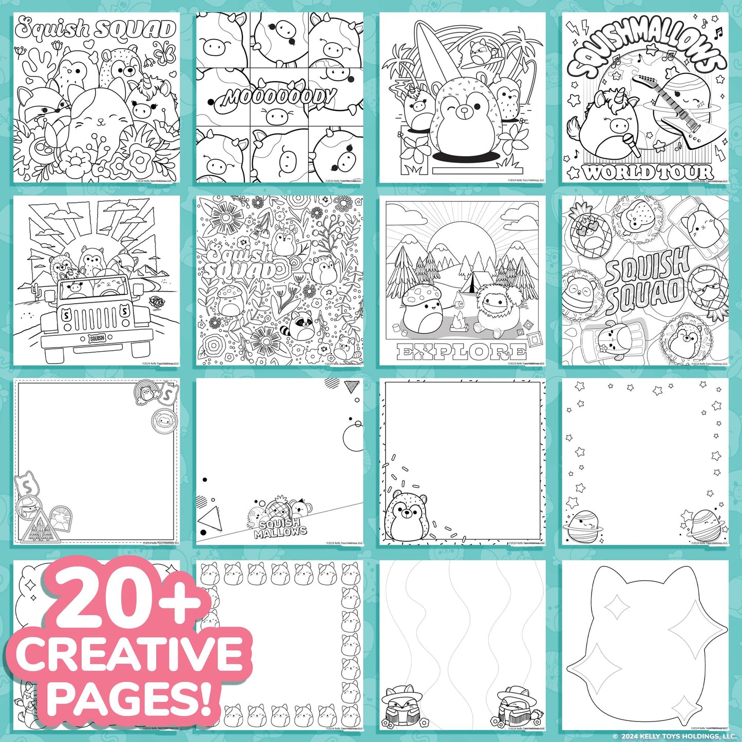 Original Squishmallows Sketchbook, Over 20 Stationery Supplies, Features Squishmallows Scrapbook Stickers, Cam The Cat Fidget Toy, Drawing Paper
