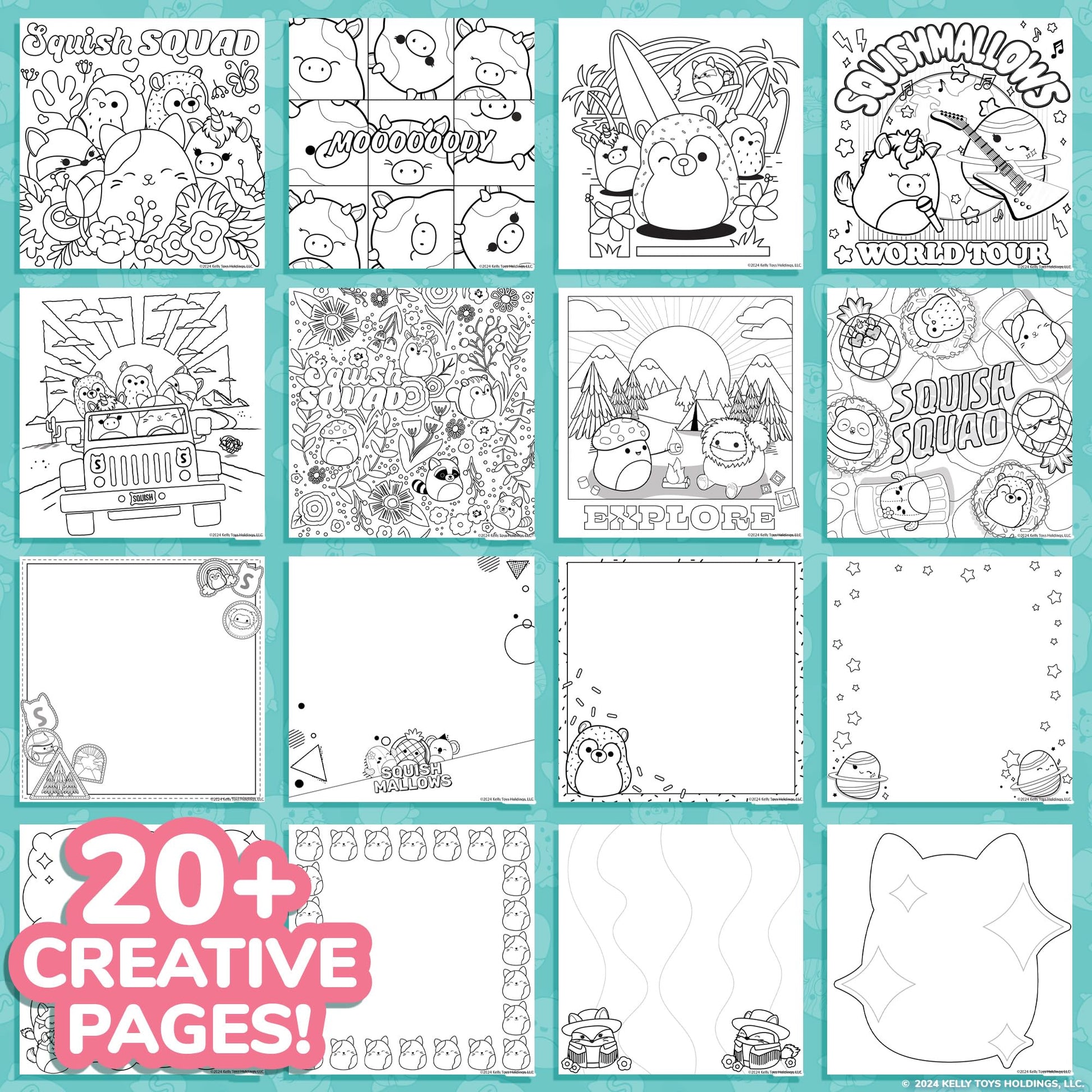 Original Squishmallows Sketchbook, Over 20 Stationery Supplies, Features Squishmallows Scrapbook Stickers, Cam The Cat Fidget Toy, Drawing Paper