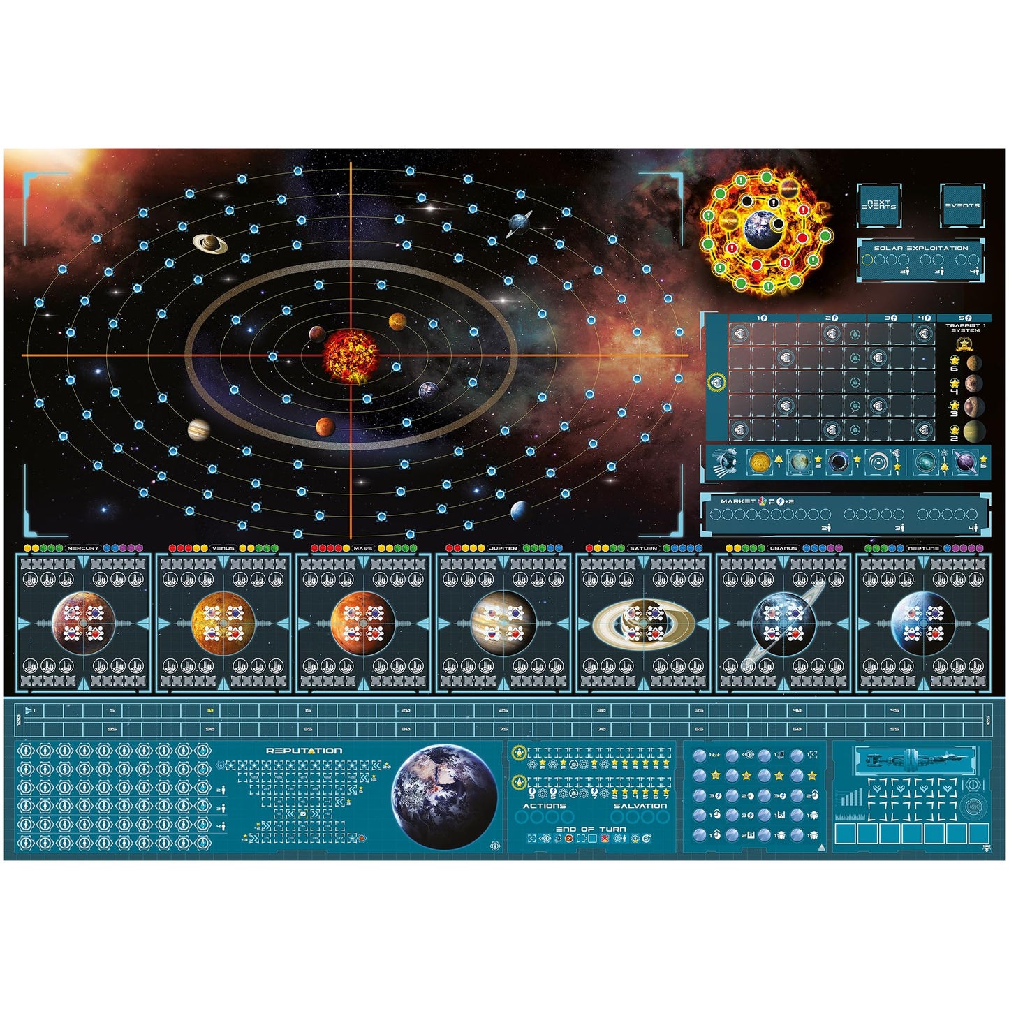 Pendragon Game Studio- Starship Interstellar Strategy Board Game - Futuristic Sun Resource Management for 1-4 Players, Ages 14+, 150 Min Gameplay