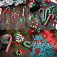 1000Pcs Christmas Tri Beads Plastic Beaded Ornament Kit with 30 Pcs Red and Green Chenille Stems Pipe Cleaners, 30 Pcs Bells and 10m Ribbon