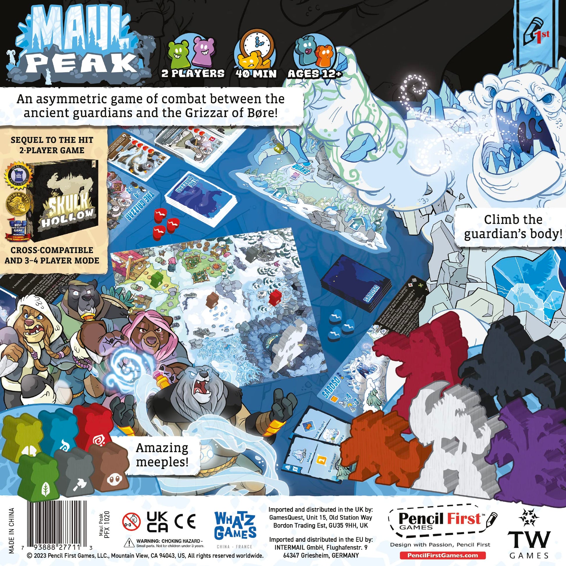 Pencil First Games Maul Peak Board Game - an Asymmetric Tactics Game of Giant Guardians and Fierce Bears by Pencil First Games for 2 Players