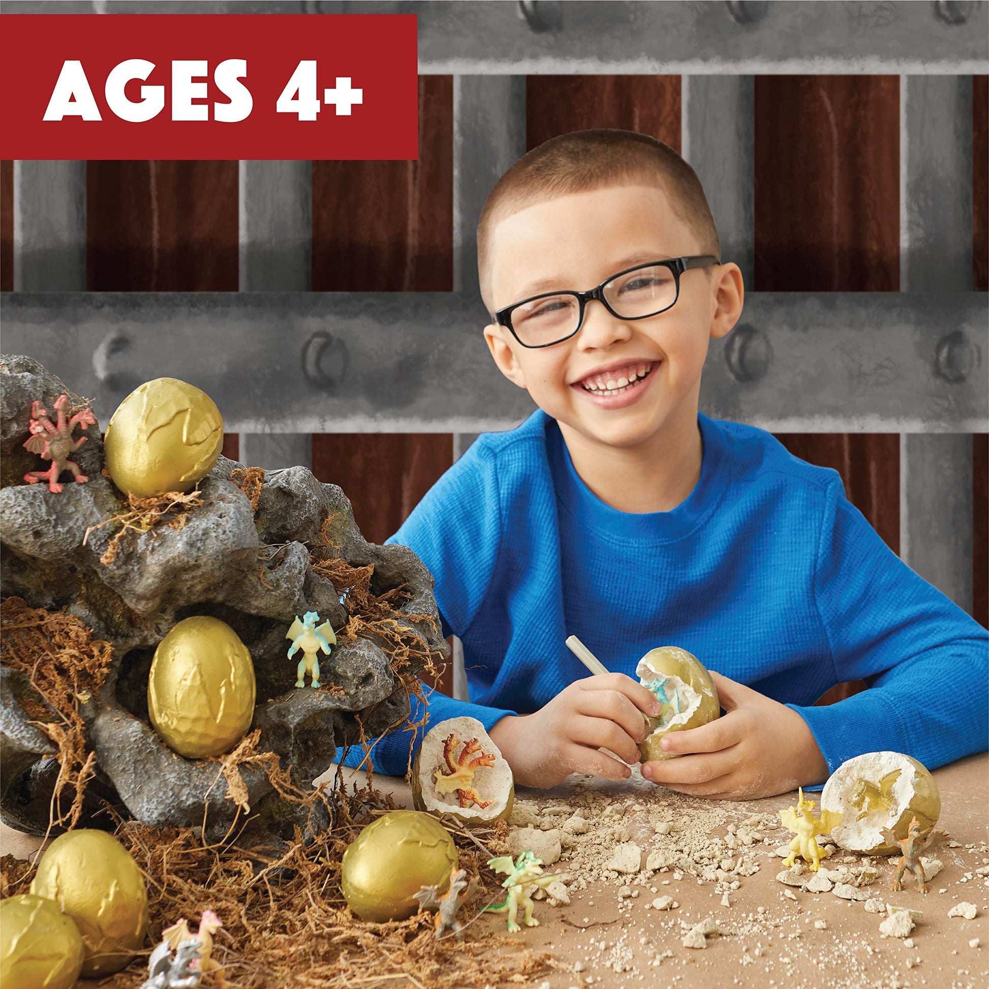 MindWare Dig It Up! Discoveries Dragon Eggs Dig Kit - Includes 12 Dragon Eggs with Toys Inside, Chisel Tools, Instruction Sheets & Excavation