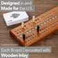 Sterling Games Extra Large Extra Long Cribbage 16" Wooden Game Board 2 Persons Double Track Board with 1/4" Holes and Italian Inlaid, Large Wooden