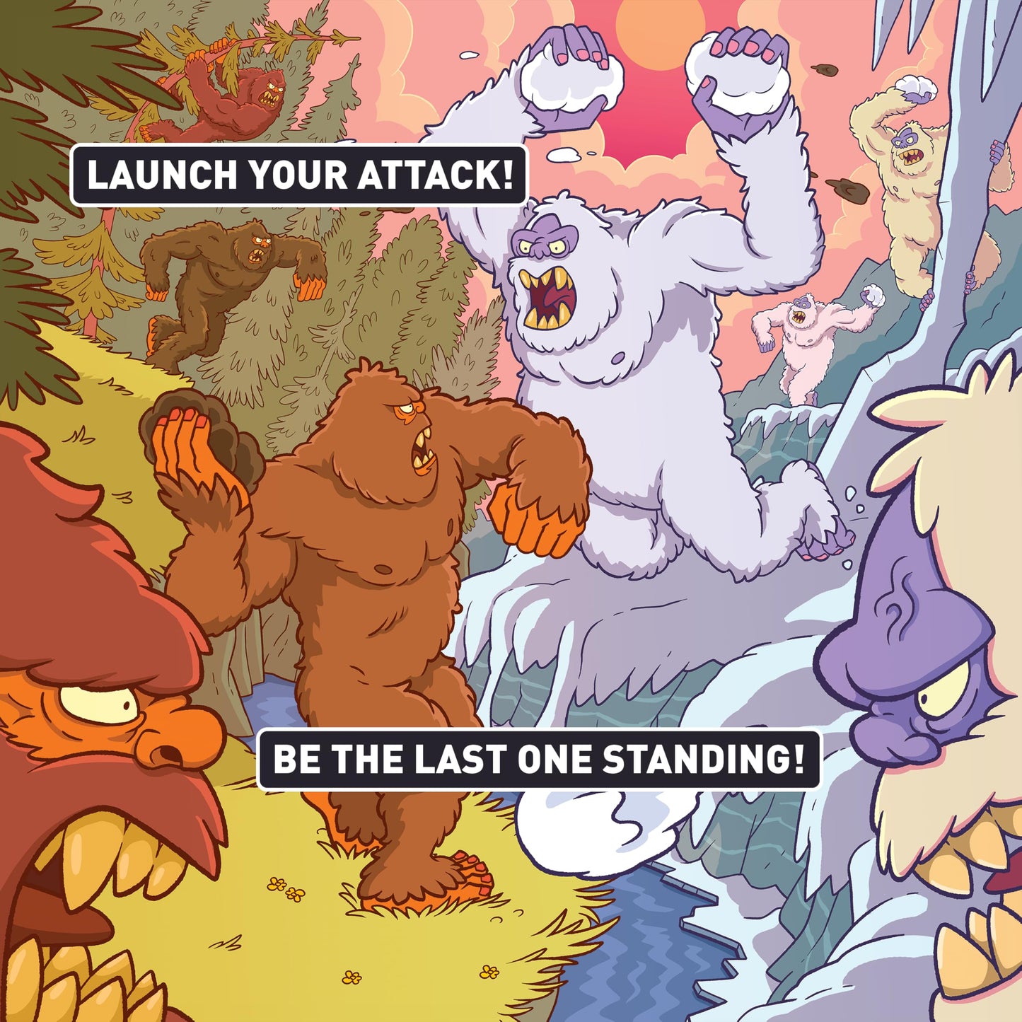 Bigfoot vs Yeti Catapult Game for Kids - Best Gift for Kids, Funny Cryptid Splat Attack Launching Battle Game, 2 Player Family Board Game, Interactive