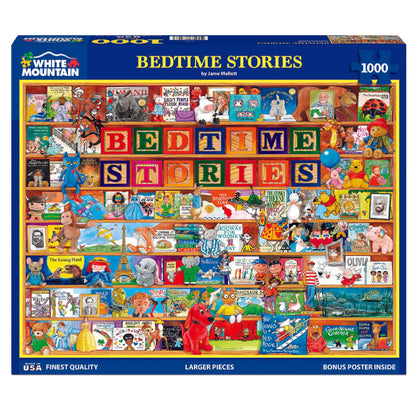 White Mountain 1000 Piece Jigsaw Puzzle Book Collage Puzzles with Large Pieces Gift for Adults and Family 24"x30" - Bedtime Stories