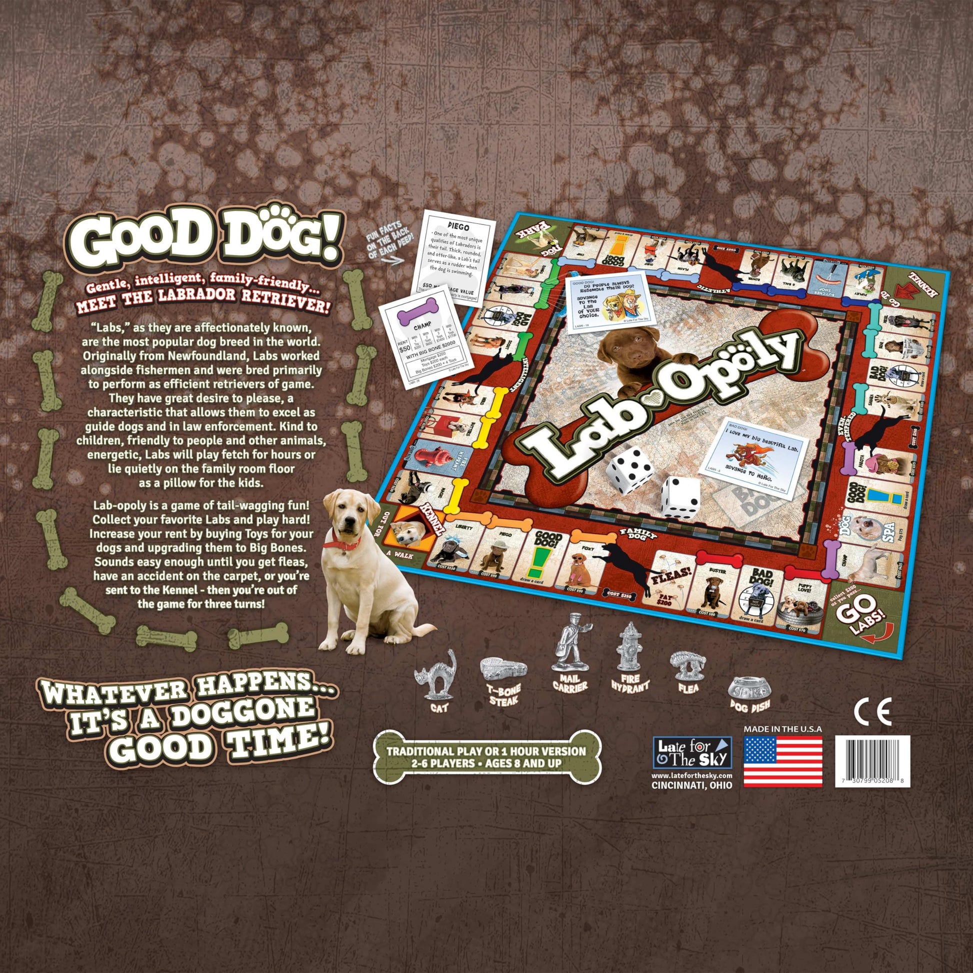 Late for the Sky Lab-Opoly Board Game for Dog Lovers, Labrador Retriever Family Game, 2-6 Players, Ages 8+, Opoly-Style Strategy for Party