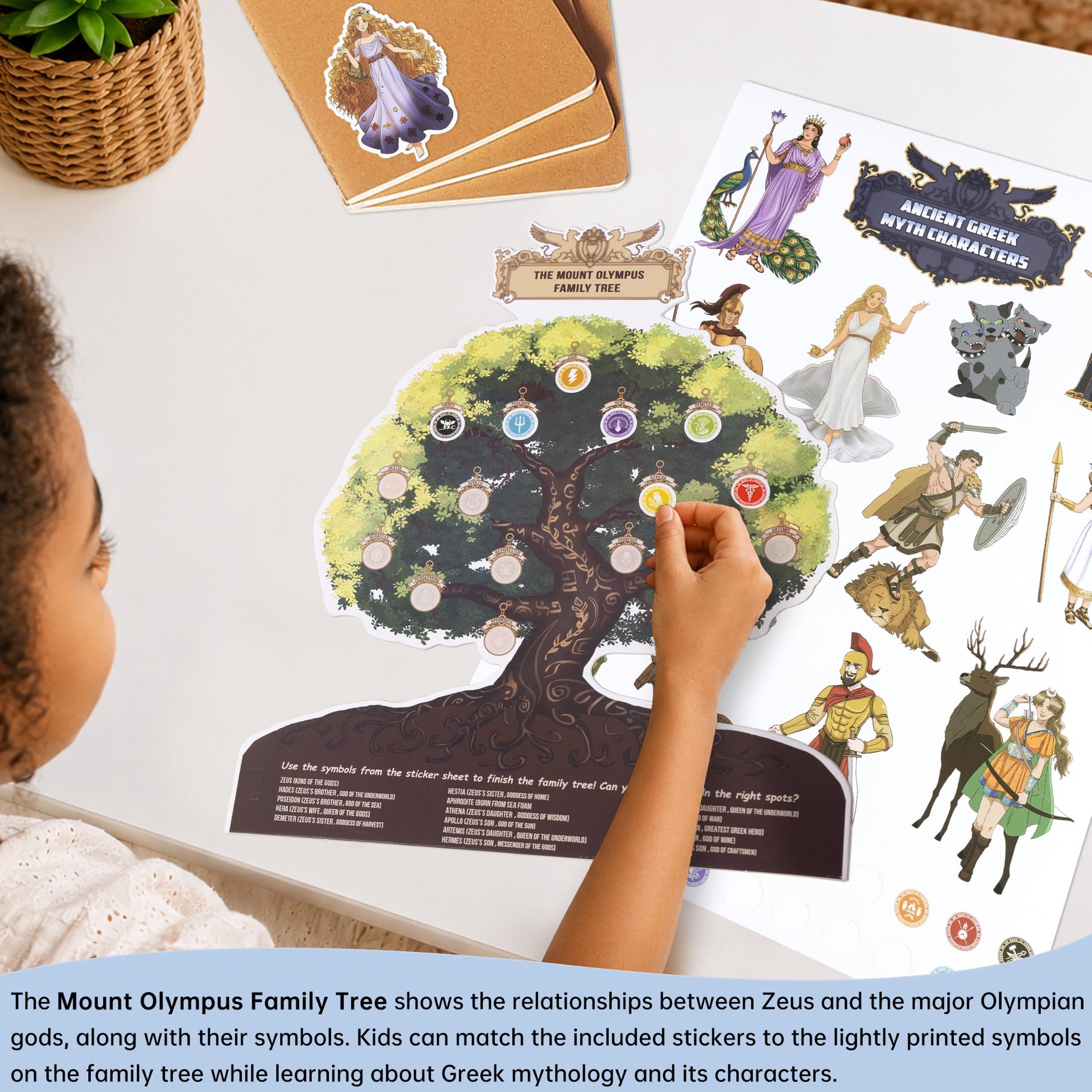 Greek Myths DIY Craft Kit for Kids Ages 5-10, Articulated Paper Puppets to Color, Build & Play, Bring Ancient Legends to Life, Fun Educational Gift