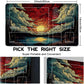 FOJEXBKAS Playmat for MTG Sunset Forest Lake Landscape Magic Play Mat 24x14 Inch Card Game Mat for Magic The Gathering TCG PTCG Playmat with Free