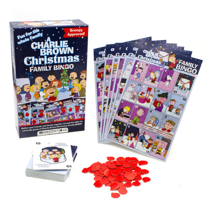 Aquarius Charlie Brown Christmas Family Bingo Game - Official Peanuts Holiday Party Game for Kids & Adults Ages 8+, 2-18 Players - Snoopy Xmas Gift