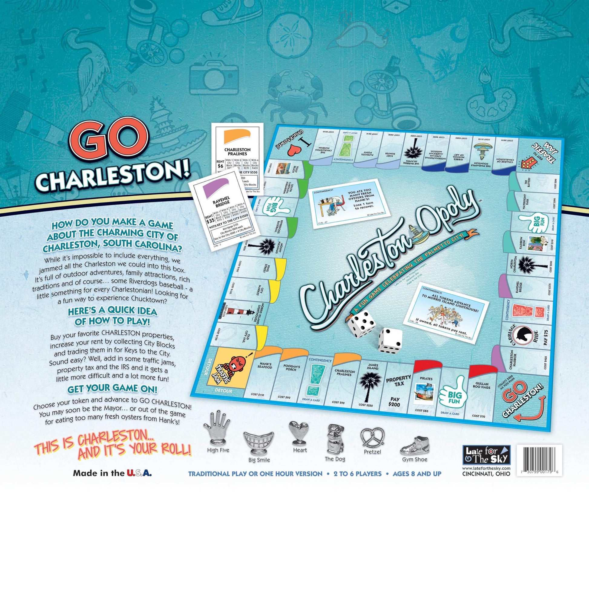 Late for The Sky Charleston-Opoly Board Game - Charleston South Carolina Property Trading Family Game for 2-6 Players, Ages 8+, City Landmarks